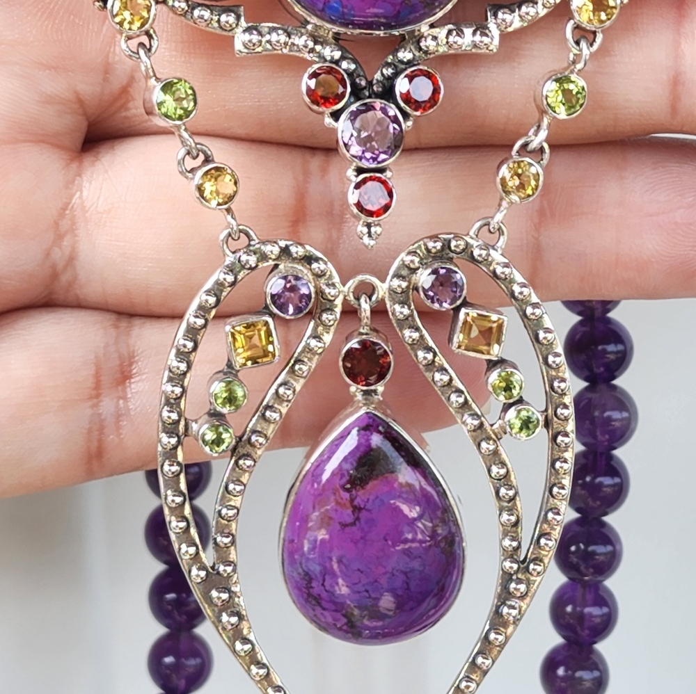 NICKY BUTLER RAJ Limited #35/75 Multi Gemstone NB Necklace 925 Sterling Silver - Picture 12 of 14